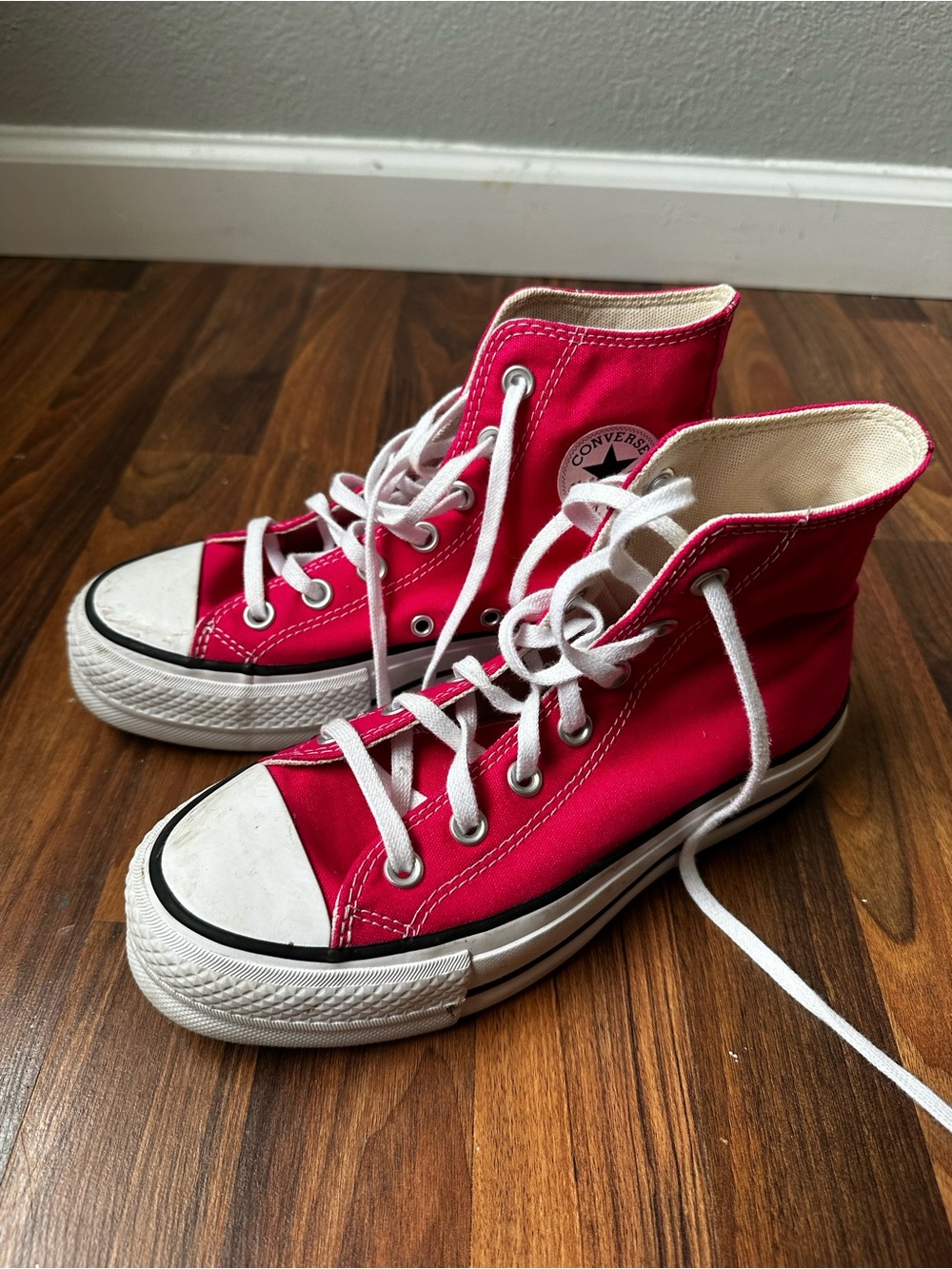 Converse High-Top Sneakers - Hot Pink with White Accents
